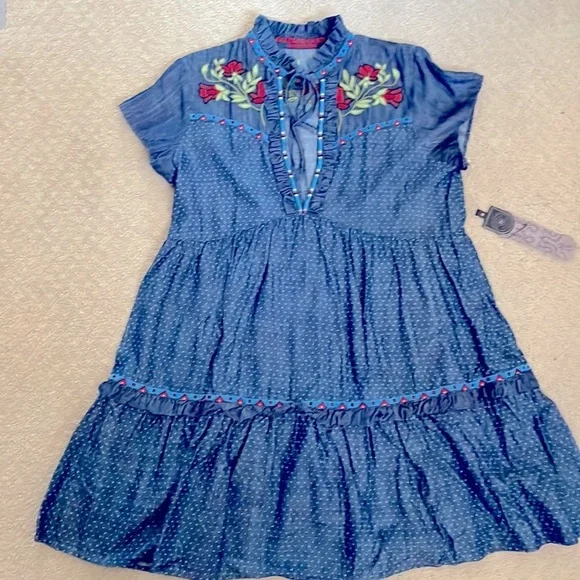 NWT Claudette Denim Rodeo Dress -Double D Ranch - Picture 1 of 4
